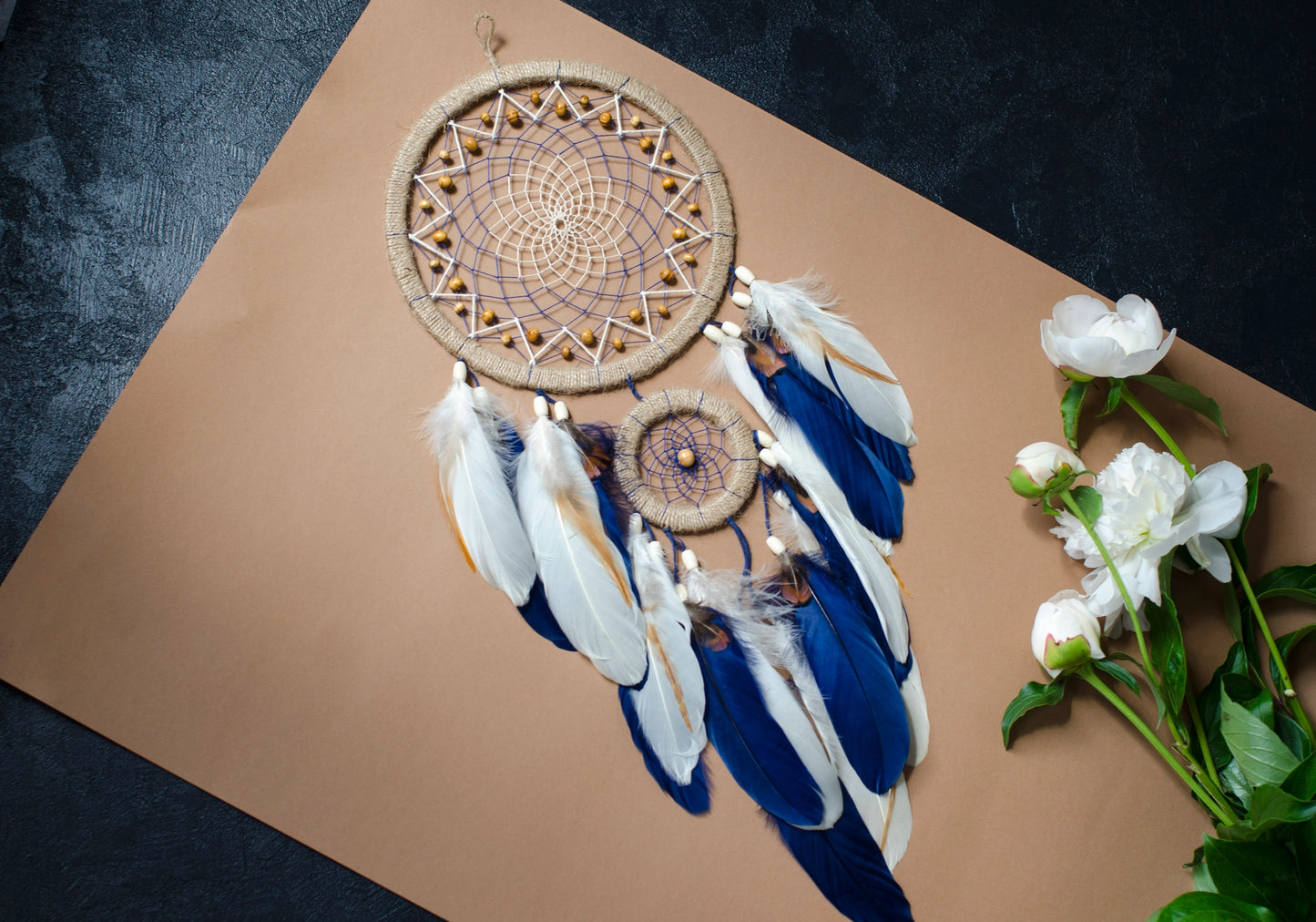 Navy Blue Dreamcatcher Beige Dreamcatcher