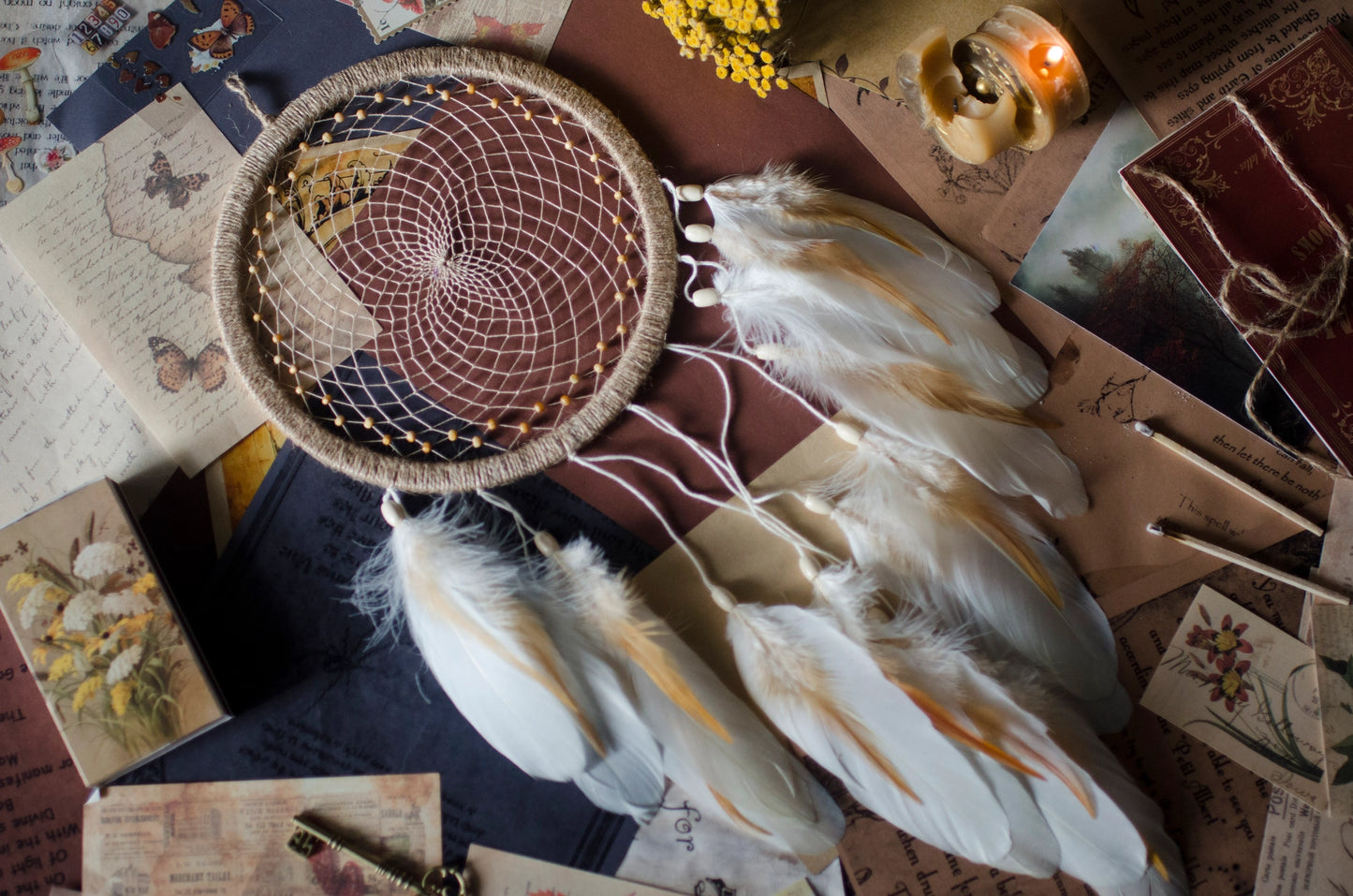 Natural Beige Dreamcatcher for a Cozy Bedroom