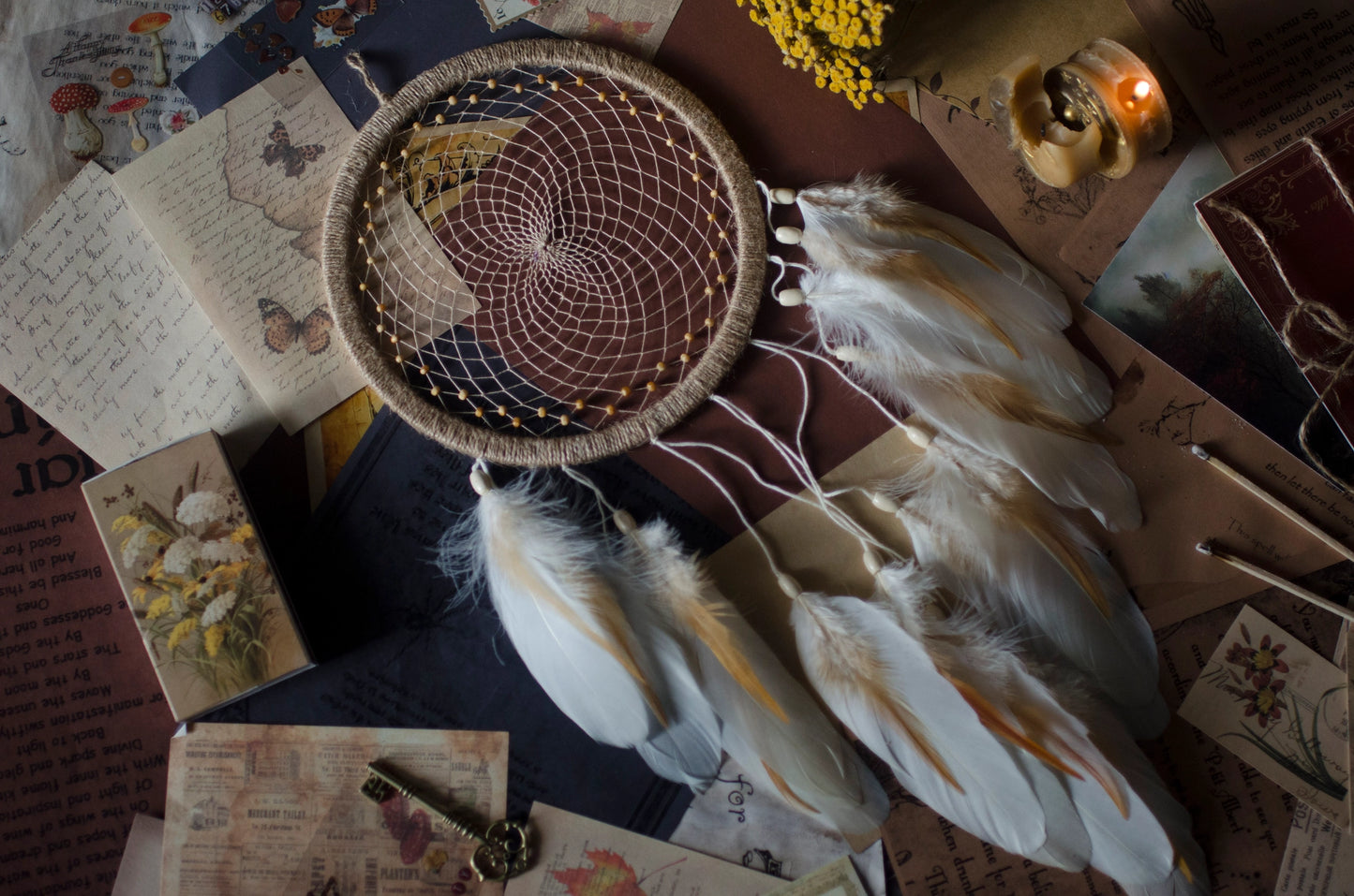 Natural Beige Dreamcatcher for a Cozy Bedroom