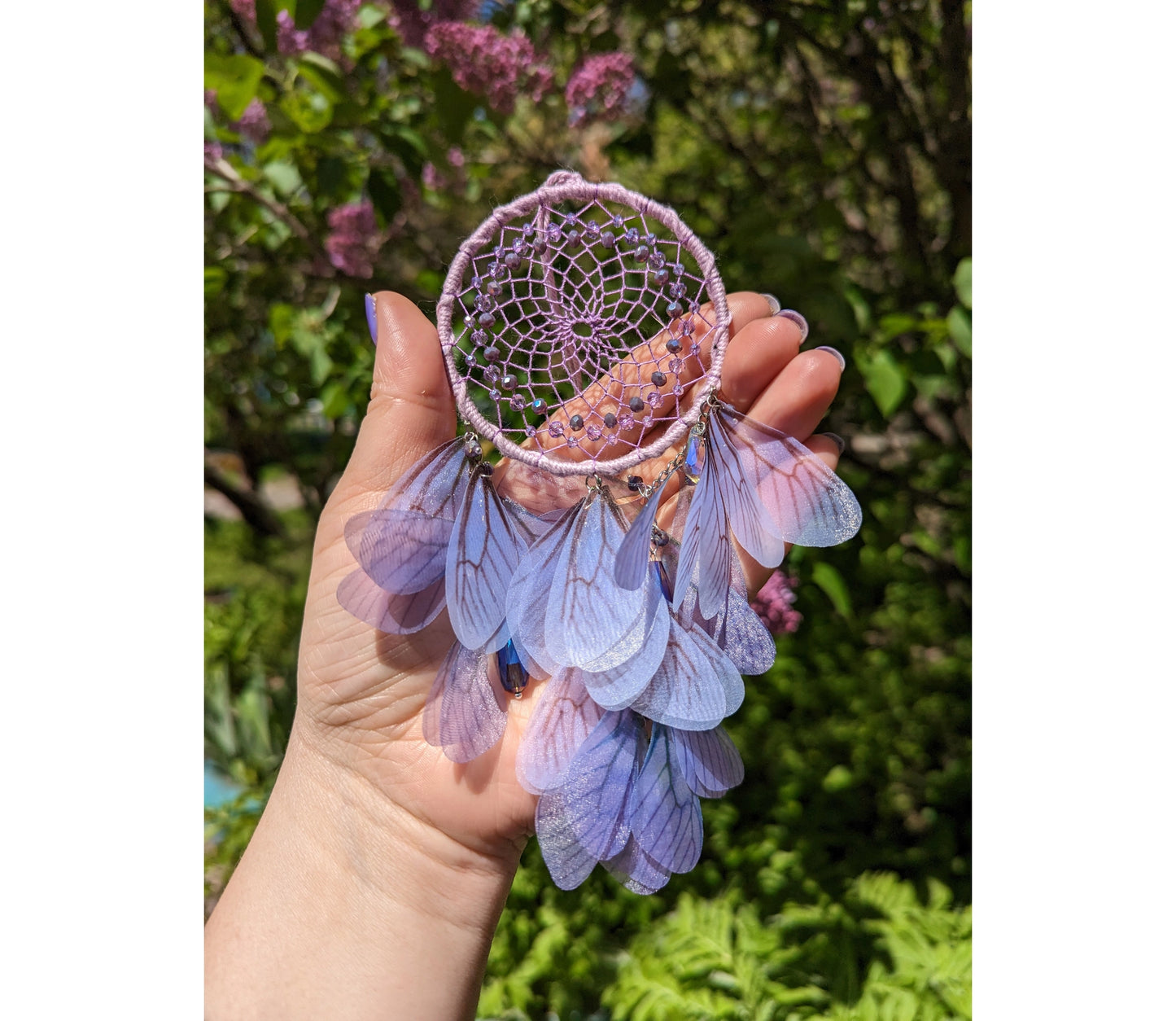 Purple Dream Catcher Butterfly Car Rearview Mirror Charm