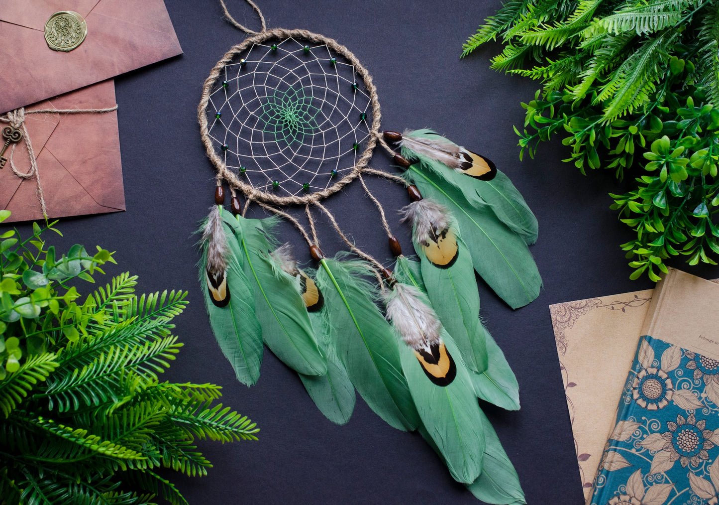 Natural green dream catcher