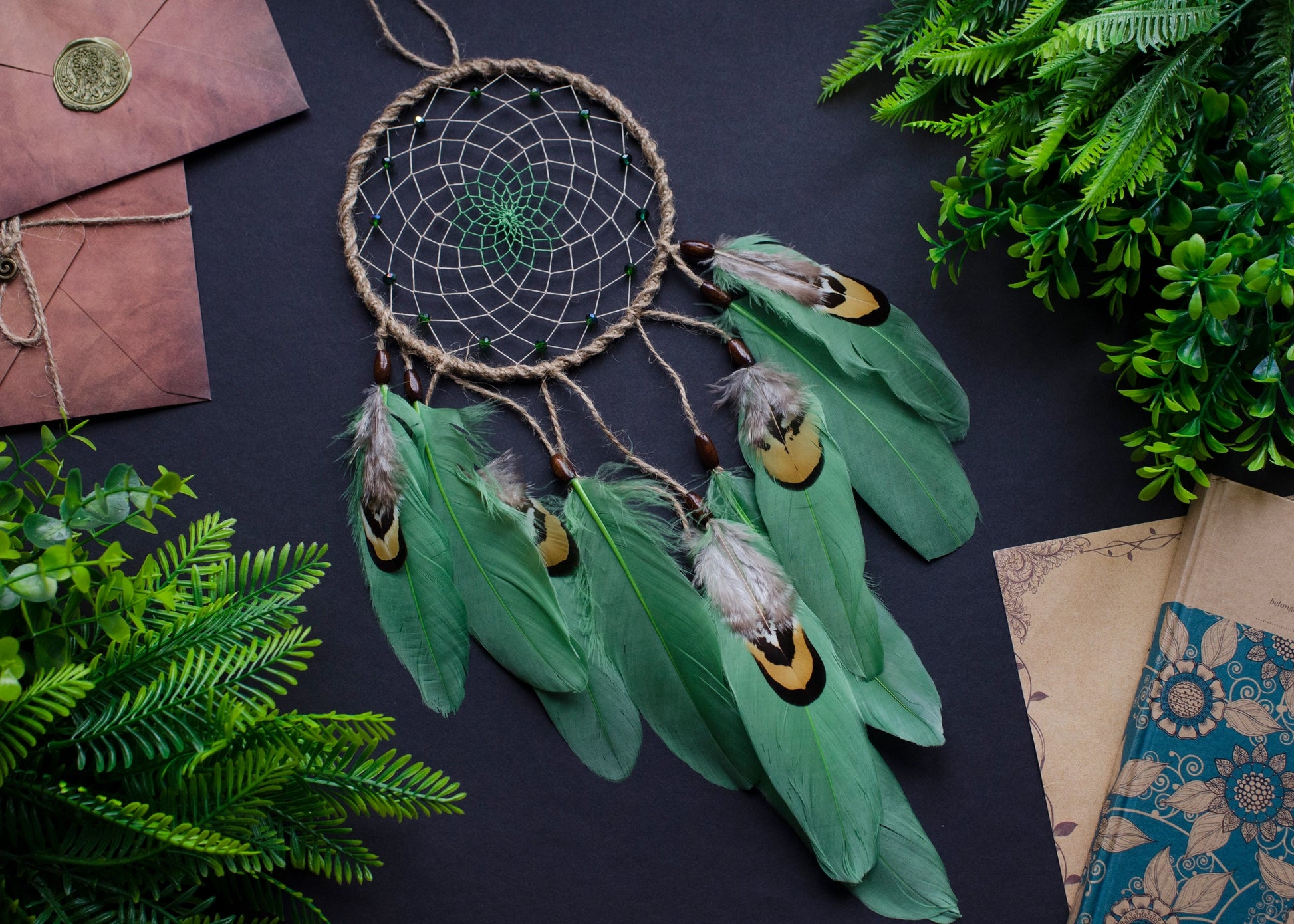 Natural green dream catcher