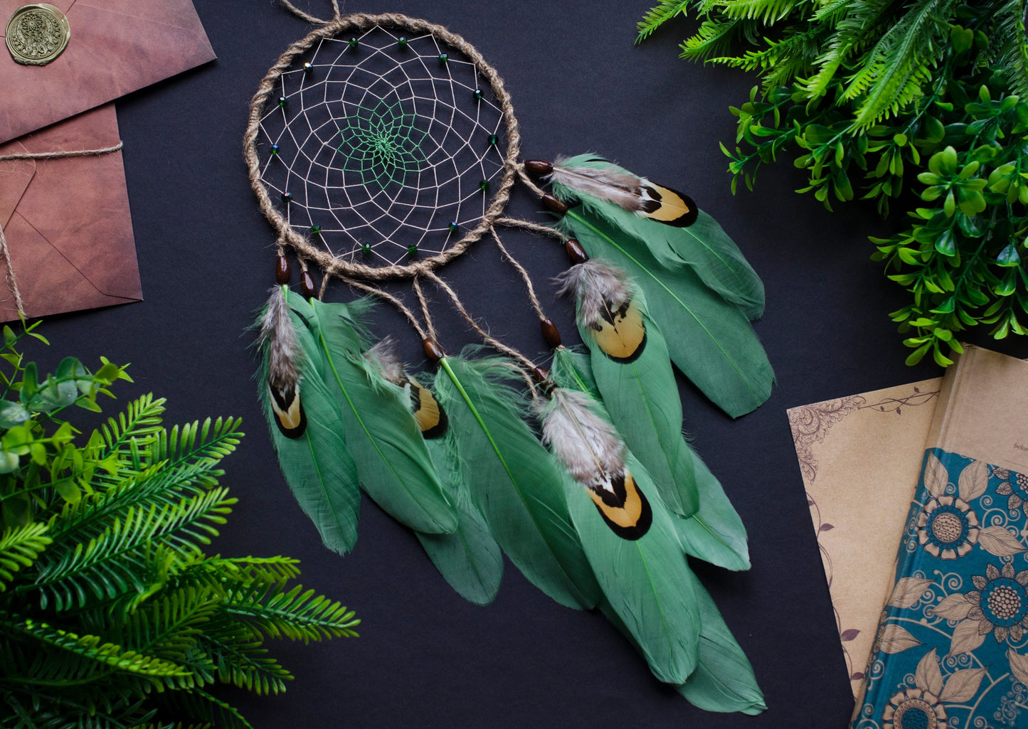 Natural green dream catcher