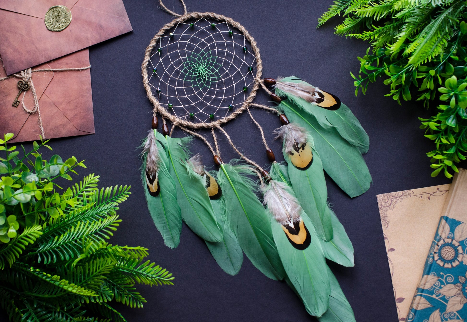 Natural green dream catcher