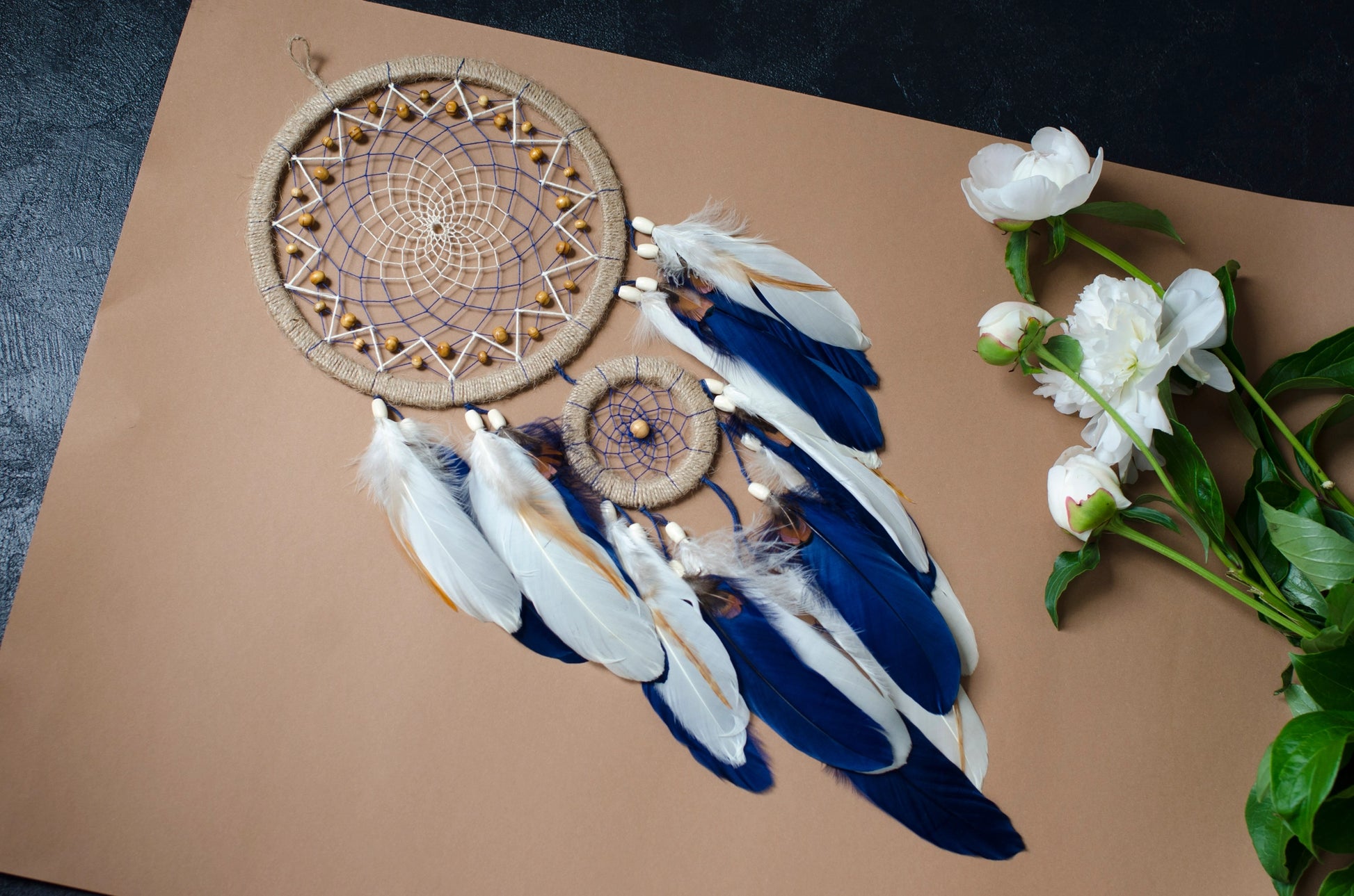 Navy Blue Dreamcatcher Beige Dreamcatcher