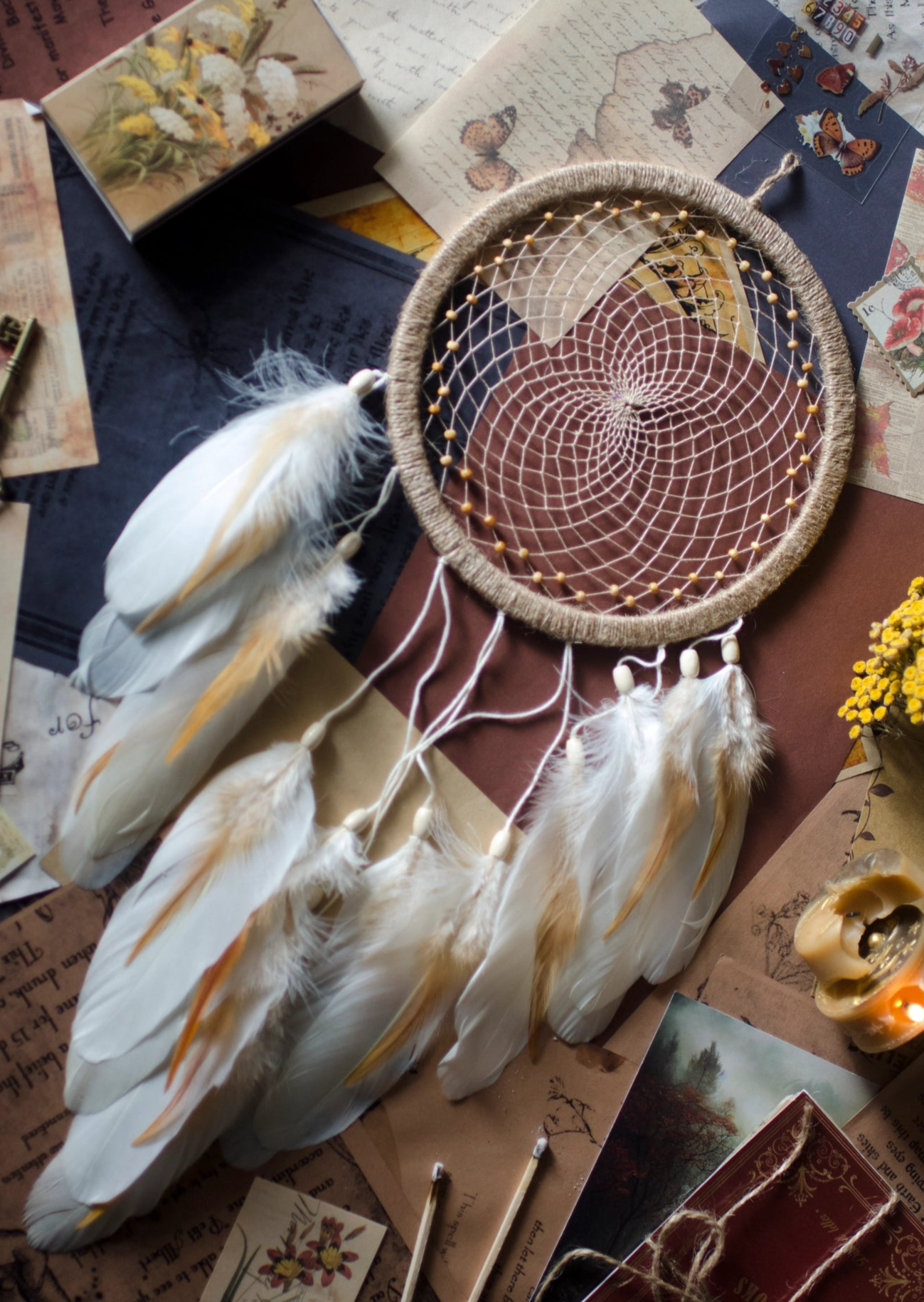 Natural Beige Dreamcatcher for a Cozy Bedroom