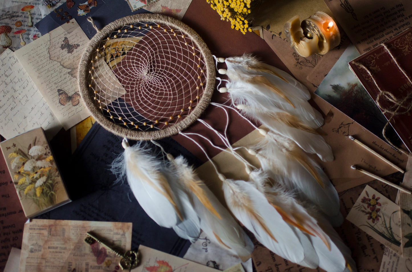 Natural Beige Dreamcatcher for a Cozy Bedroom