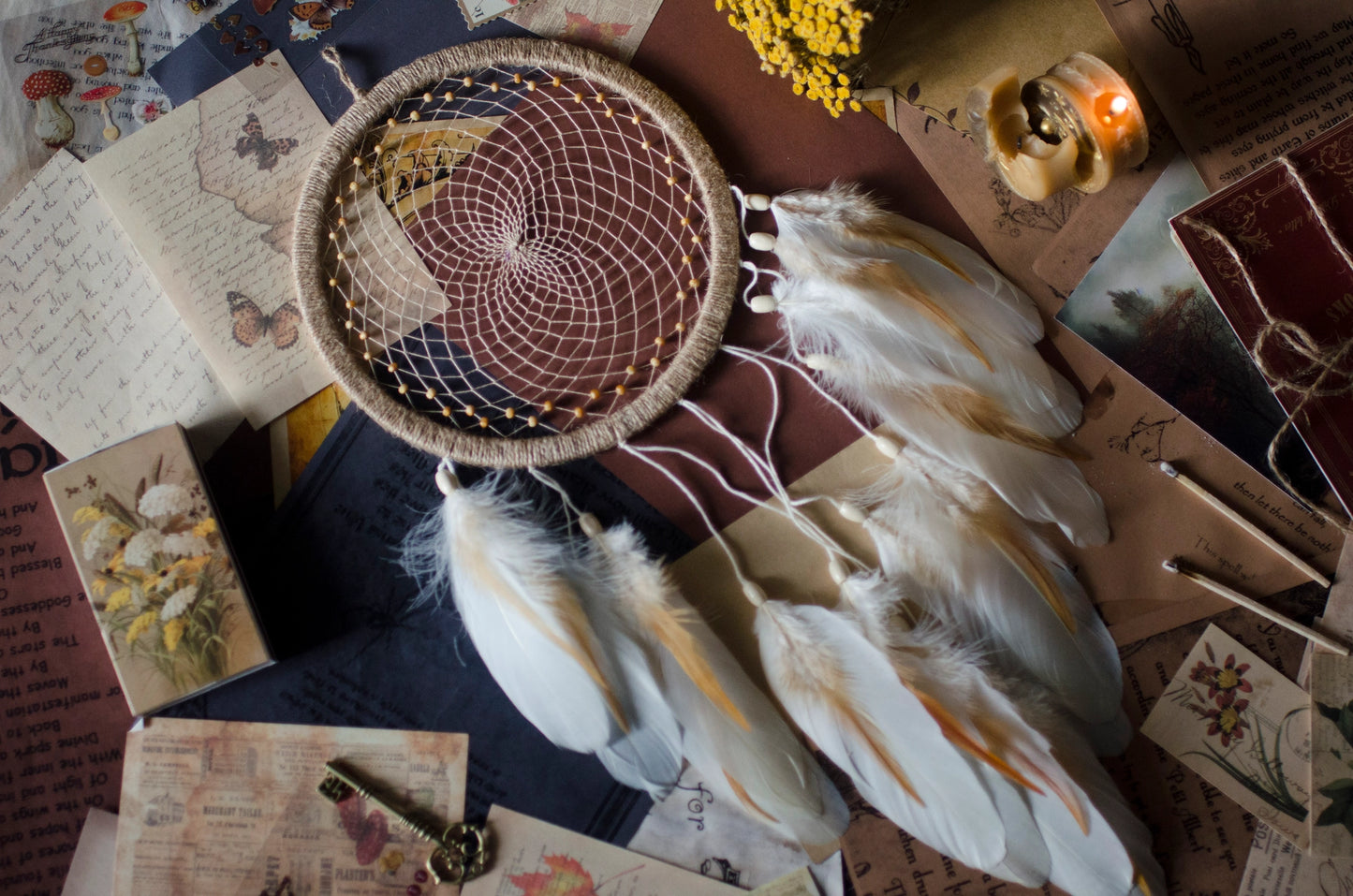 Natural Beige Dreamcatcher for a Cozy Bedroom